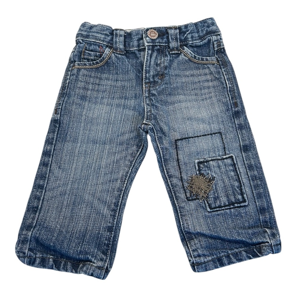 Genuine Kids Oshkosh Vintage Y2k Patchwork Baby Jeans Size 12 Months - Picture 1 of 6
